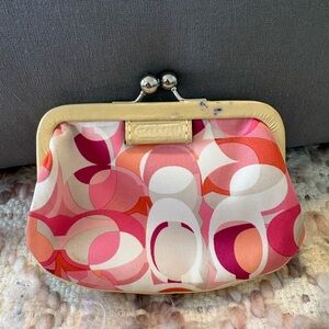 Coach Multicolor Coin purse with Pink and Cream Accents